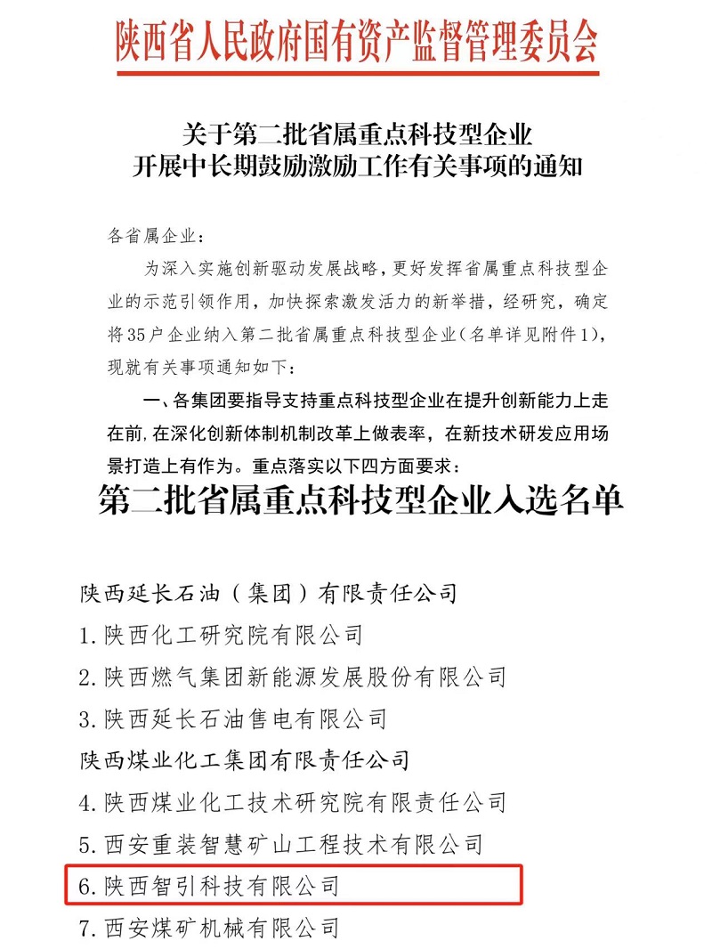 陕西建材科技智引公司成功入选第二批省属重点科技型企业